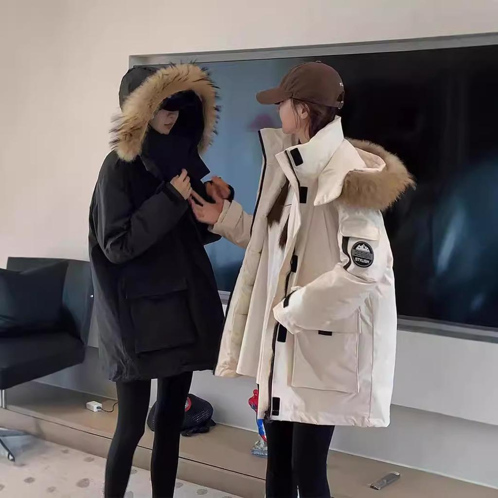 Повседневная парка с шерстяным воротником, рабочая куртка, пуховик из хлопка для женщин на зиму, толстая американская хлопковая куртка высокого класса, средней длины, теплая куртка