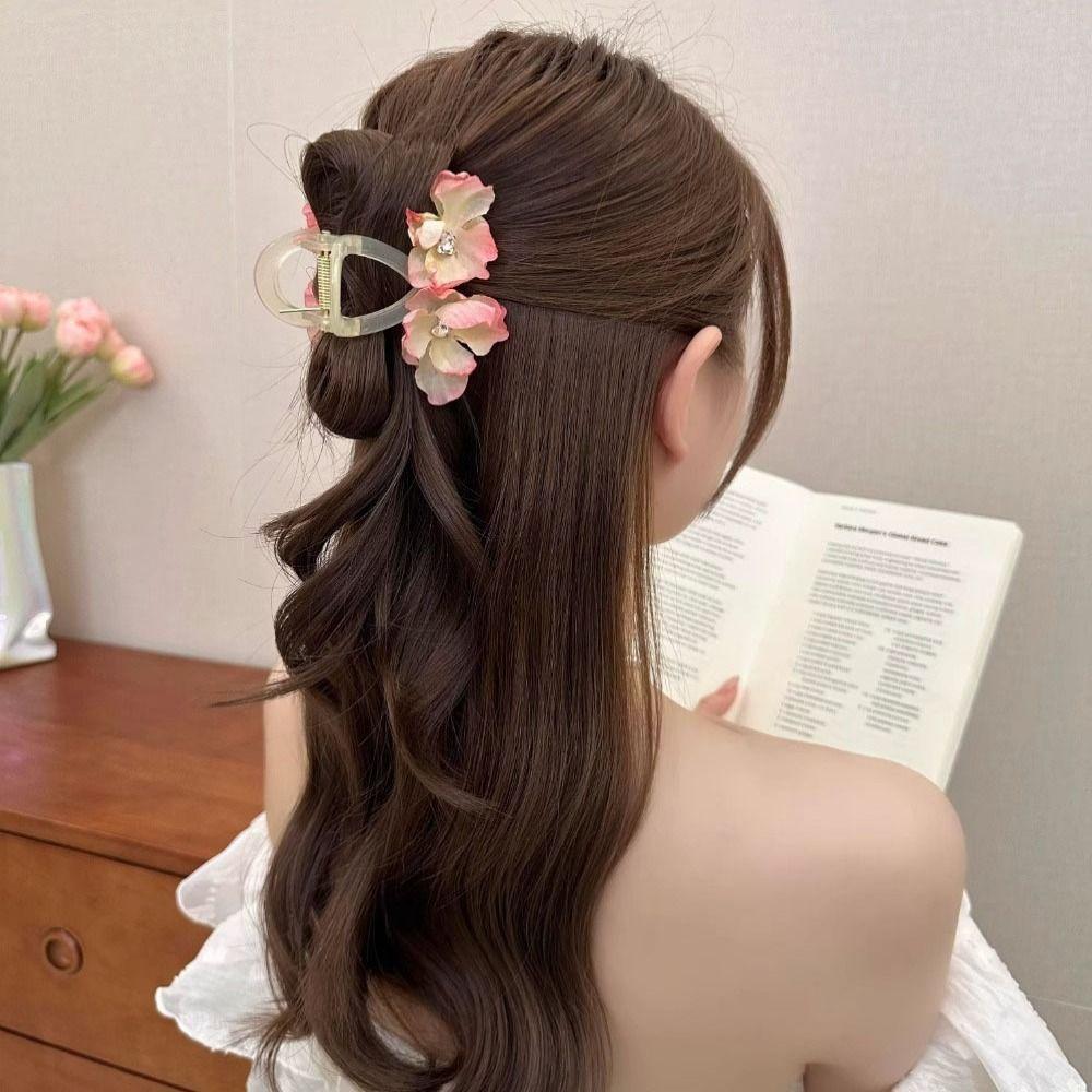 Korean Style Flower Hair Claw Cloth Hair Crab Clip French Sweet Hair Catches  Beach