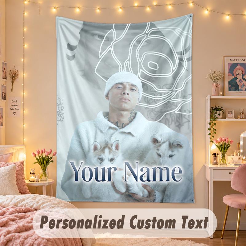 Custom Personalized Tapestry,Central Cee Print Custom Name Text Wall Art Hanging for Bedroom