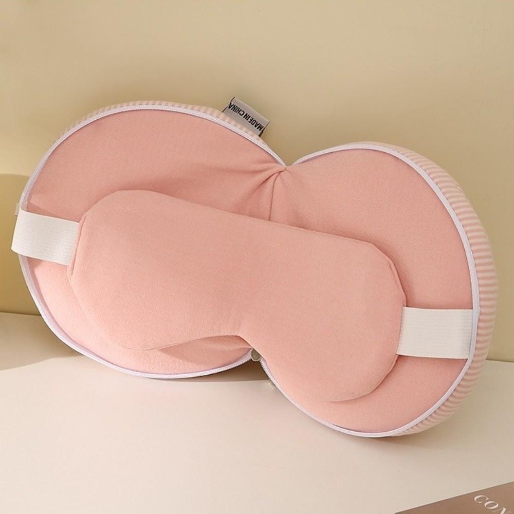 Save Space Stripe 2 in 1 Eye Mask Pillow Soft Storage Hook Travel Folding Pillow Elastic Band Foldable Neck Headrest
