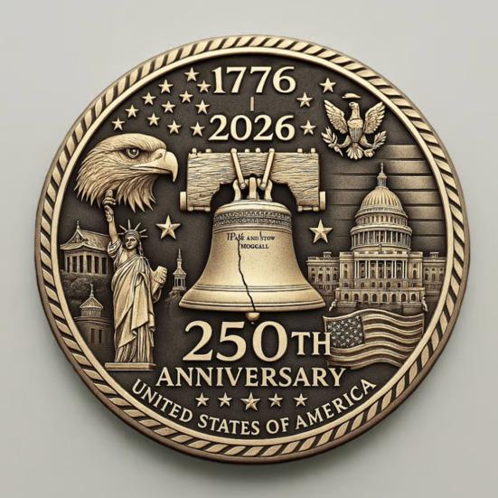 Юшэн Сувенирная монета к 250-летию США Двусторонняя чеканка Памятный значок, посвященный истории Соединенных Штатов Круглая металлическая коллекция Патриотическое украшение