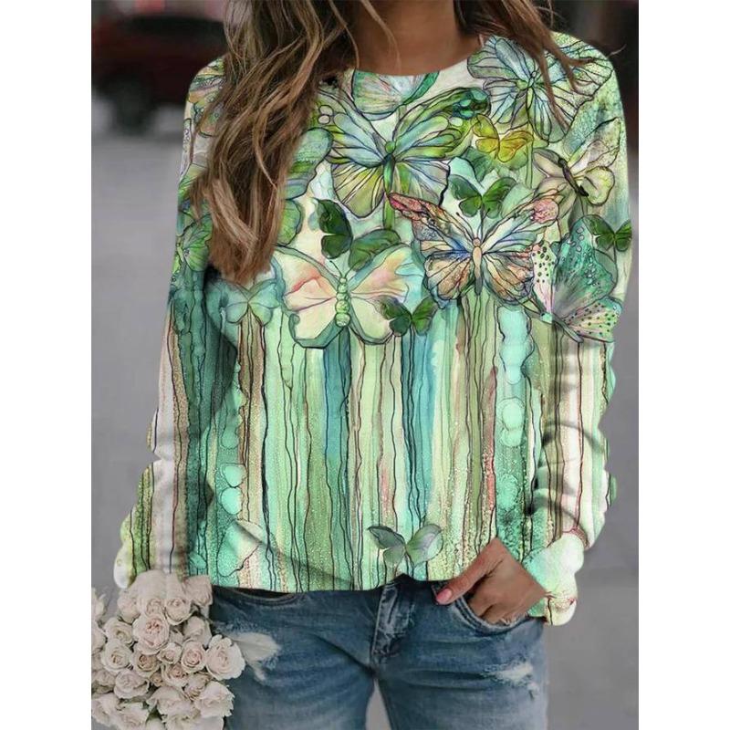 Модная толстовка с цветочным принтом и бабочкой, женские толстовки, уличная одежда, толстовки, спортивный костюм большого размера, пуловер, одежда в стиле Харадзюку для девочек