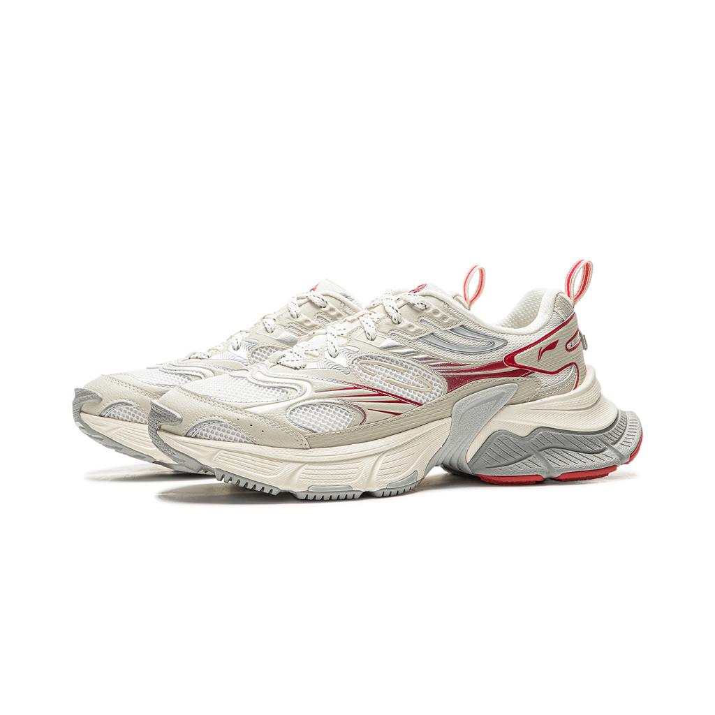 Li Ning Xingji Амортизирующие Нескользящие Износостойкие Дышащие Низкие Массивные Кроссовки Мужские Бело-Красные AGCV109-1
