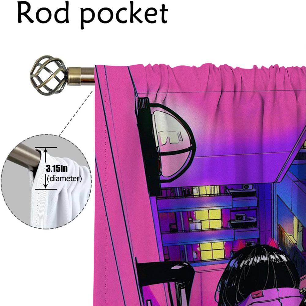 Vaporwave Cybernetic Art Blackout Curtain for Room 2 Panel Modern Living Room Curtains 2 Pieces Partition Home Interior Curtains