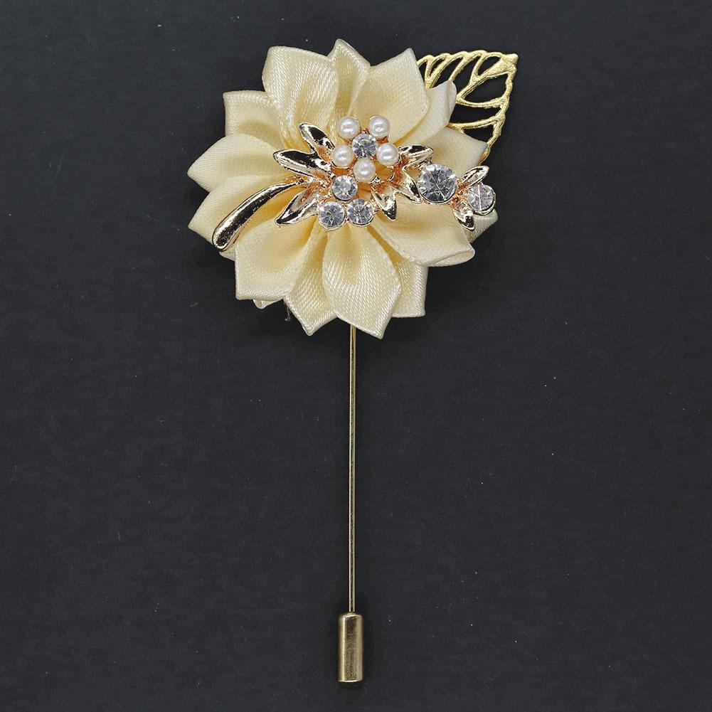 Luxury Crystal Pearl Groomsmen Boutonniere Wedding Corsage Men Brooch Pin Red Burgundy Flower Groom Bridal Boutonnieres