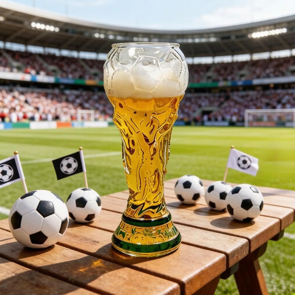 2026 Beer Mug – Football-themed drinking glass, perfect for match nights. 16.9-ounce large-capacity beer mug made from durable borosilicate glass.