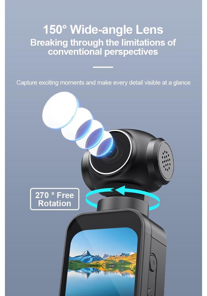 5K HD Anti-Shake Touch Outdoor Cycling Camera with Electric Rotation