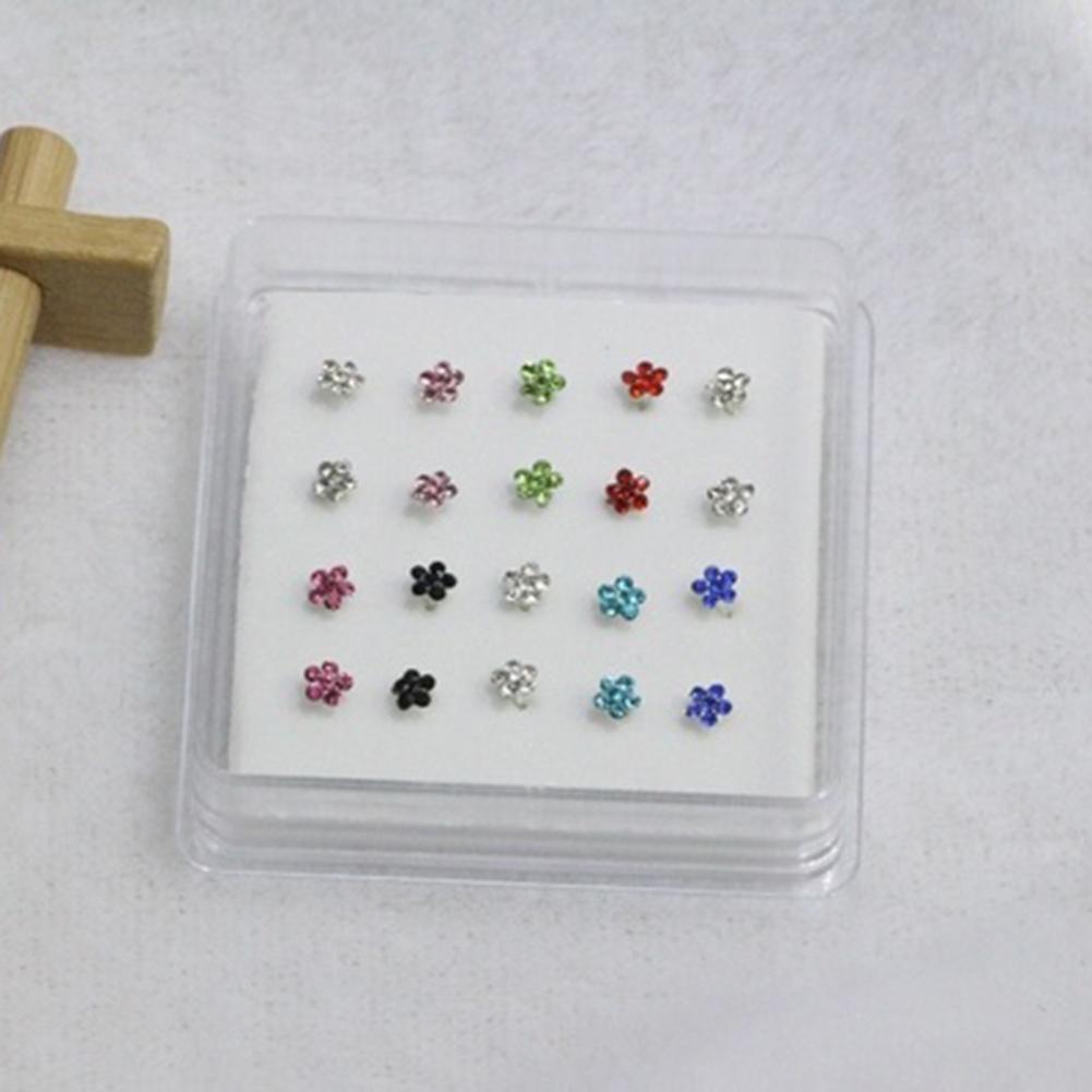 Bluelans Earrings Stud Jewelry Women Nose Flower  Body Piercing 20Pcs/Box