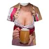 Модная Популярная Забавная и Интересная Футболка Мужская с 3D-принтом Октоберфест Большого размера Свободная Праздничная Атмосфера Вечеринка Повседневный Топ