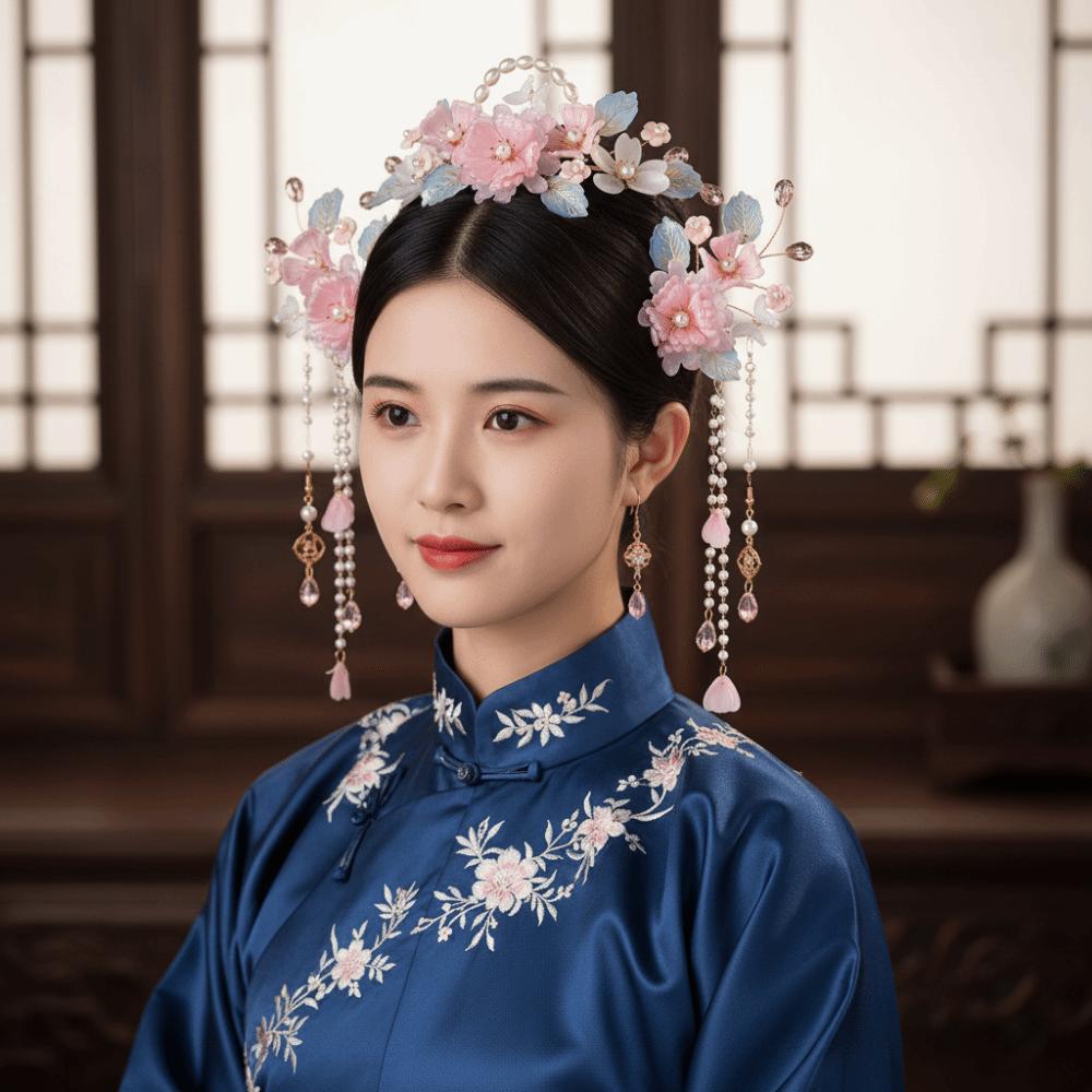 Набор шпилек для волос в китайском стиле с кисточками, гребень для волос с жемчужным цветком, палочки для волос в древнем стиле для Hanfu, Cheongsam