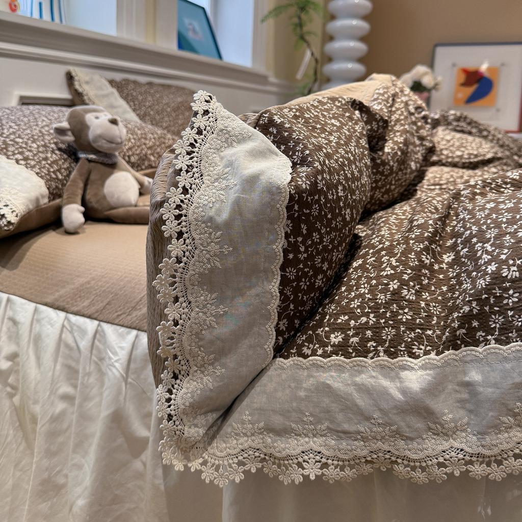 Class A Super Soft Maternal And Infant Grade Lace Double-Layer Wrinkled Yarn Quilt Cover Retro Bed Skirt, Student Dormitory 4