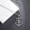 Punk Style Trendy Boat Anchor Necklace with Retro Skull Pattern Stainless Steel Pendant Necklace for Men