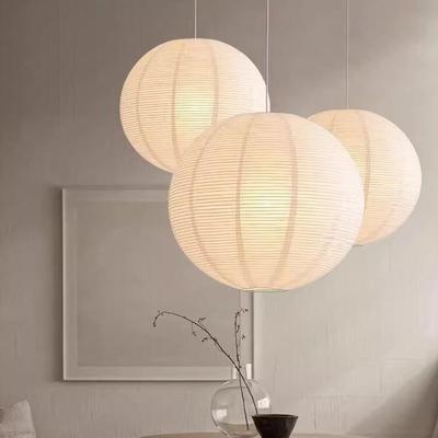 Подвесной светильник в скандинавском стиле ваби-саби: Круглый бумажный абажур для спальни, столовой или люстры-торшера