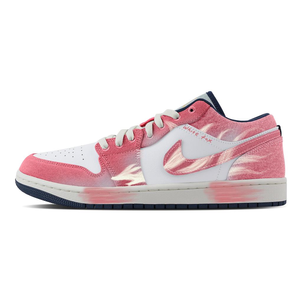 Jordan Air Jordan 1 Tail Fox, Heart Box Устойчивые к истиранию Низкие Винтажные Баскетбольные Кроссовки Мужские Розово-белые IH0648-141(Команда773--)