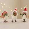 1/3pcs Plush Mini Furry Robin Bird Figurines Bohemian Xmas Home Window Decoration  Window Decor