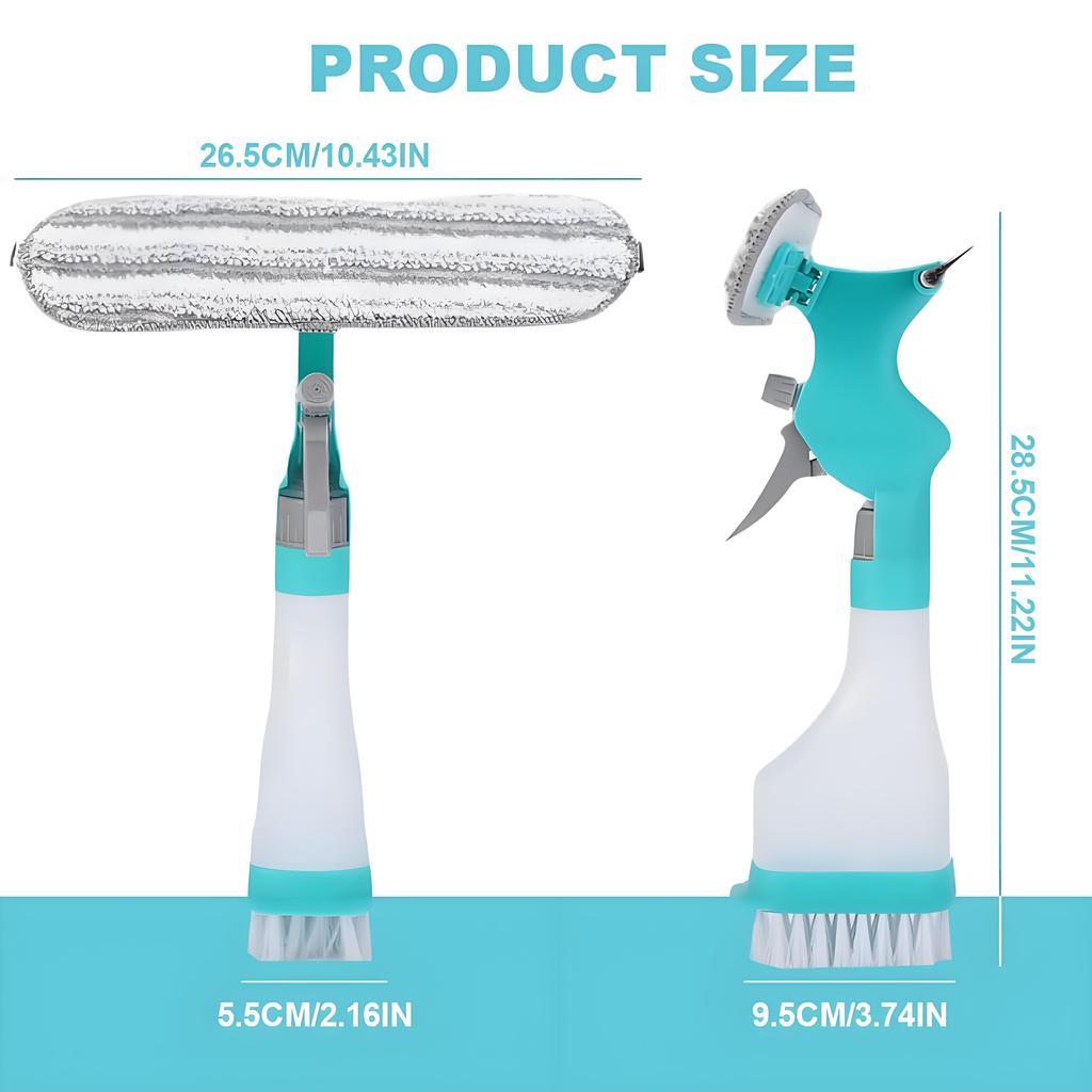 Инструмент для мытья окон «все в одном» без разводов | Встроенный распылитель для стекла/зеркал/плитки | Профессиональное качество для использования в помещении и на улице