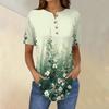 Short Sleeve Womens Tops Summer T-Shirts Floral Print V Neck Casual Basic Tee Button Shirts Tunic Tops