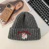 Cute Cartoon Puppy Hat for Women Korean Version New Autumn and Winter Embroidered Knitted Woolen Hat for Men  Warm and Versatile