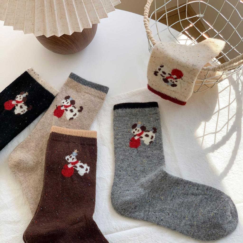 Универсальные средние носки-трубы Love Wool Socks Бесшовные Теплые Милые Японские и Корейские Щенки Женские Мультяшные Утепленные Компрессионные Носки