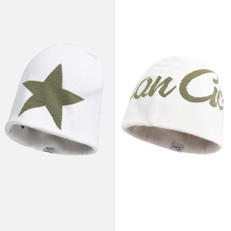 Осенне-зимняя шапка женская вязаная с надписью шерстяная теплая шапка с защитой ушей