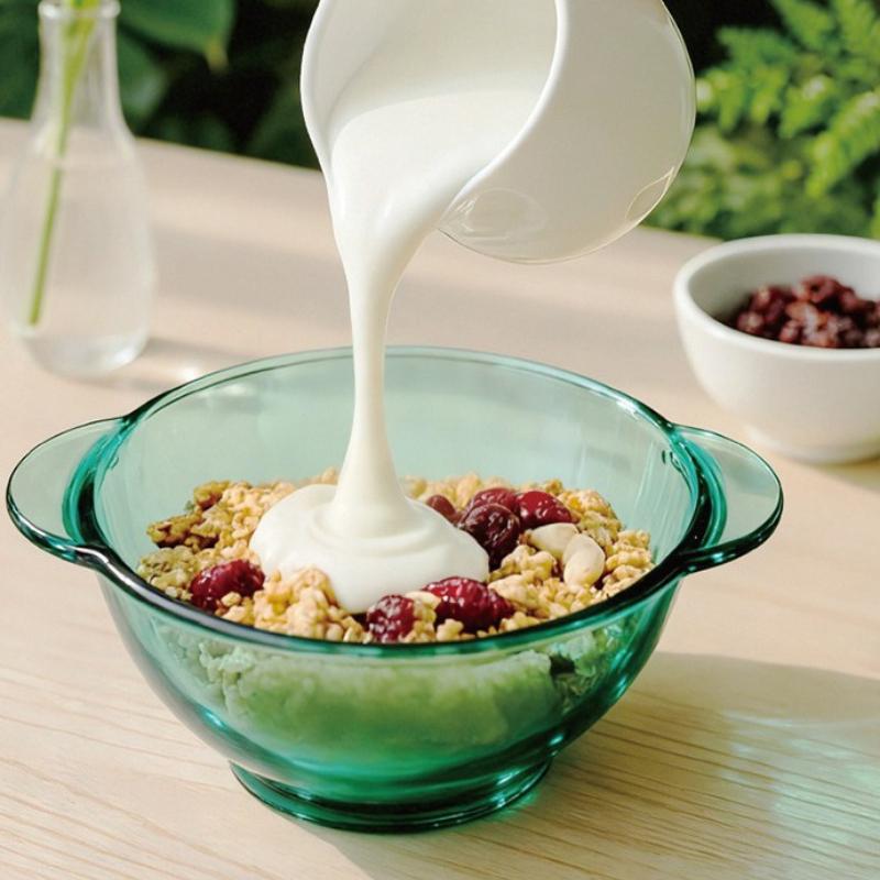 PIGE HOME High Borosilicate Glass Tableware Emerald Green Light Luxury Salad Bowl Dinner Plates Heat-resistant Glass Water Cups