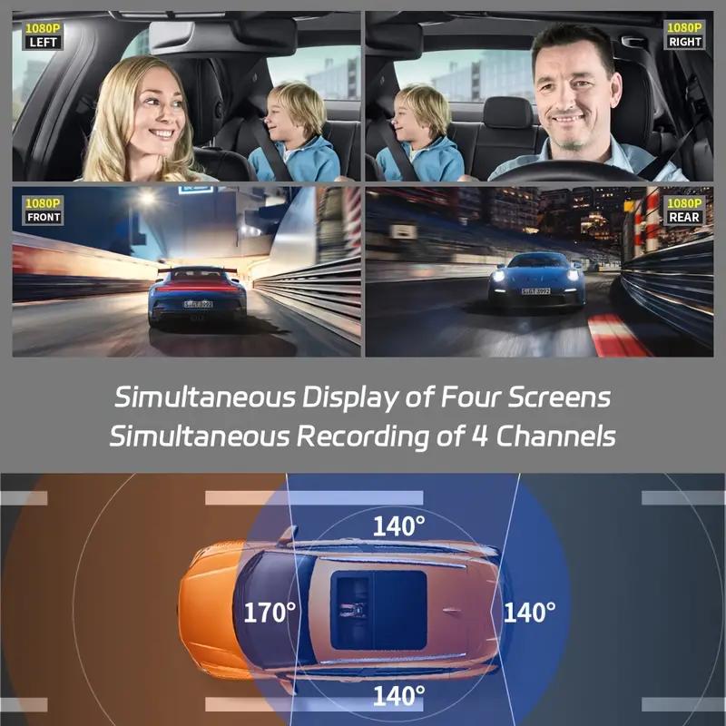 4 канала видеорегистратор HD 1080P автомобильный видеорегистратор WiFi 4 камеры автомобильный видеорегистратор ночное видение монитор парковки циклическая запись