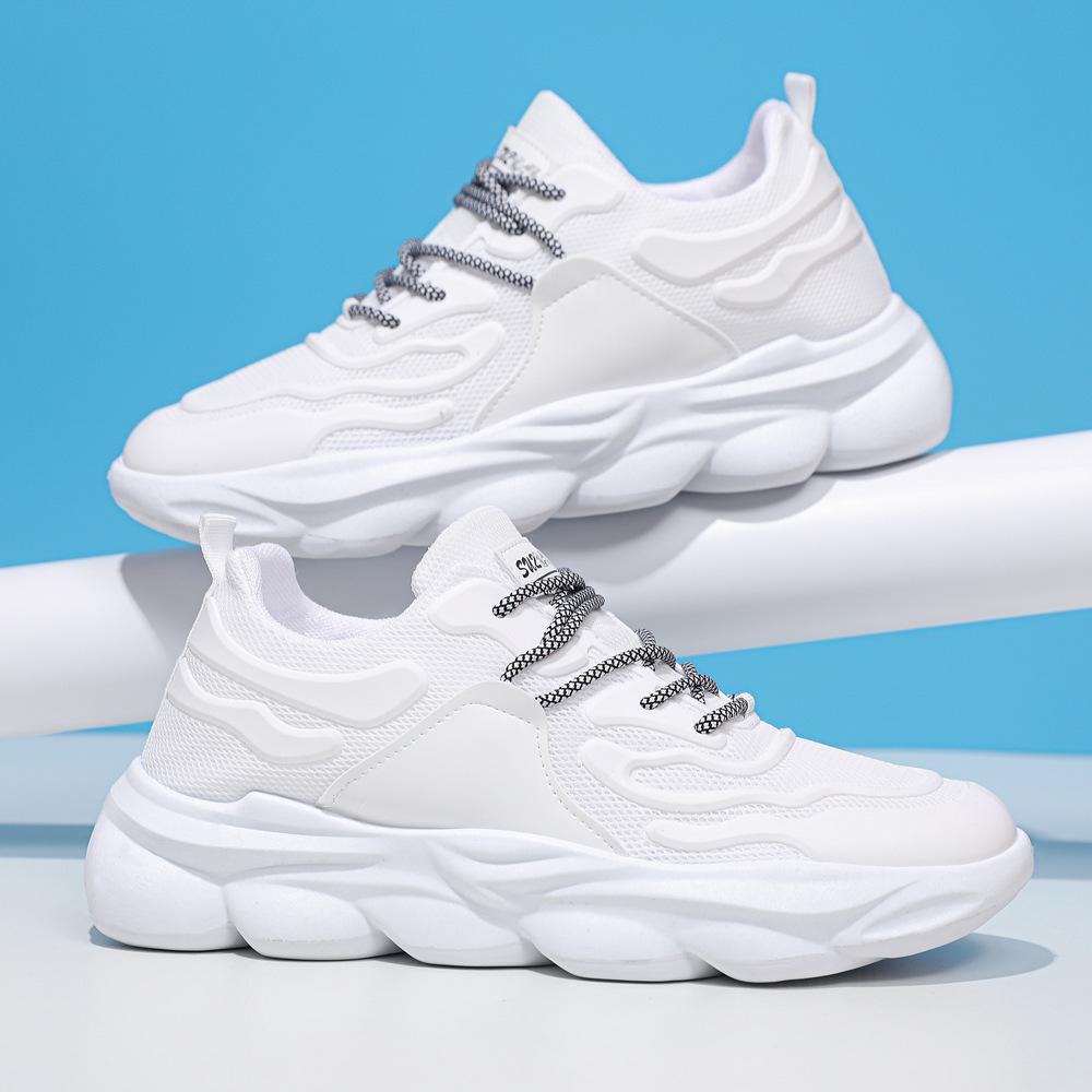 Летняя мужская обувь, новые дышащие сетчатые туфли, мужская модная одежда, белые туфли на платформе, кроссовки, повседневные туфли Daddy