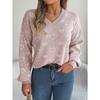 Women's Autumn and Winter Sweet Color Collision Love Lantern Sleeve Pullover Sweater