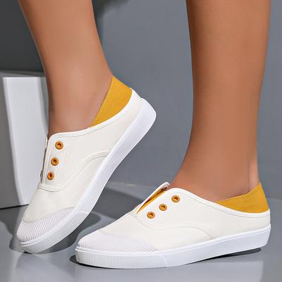 2024 Лето Новые Плоские Лоферы Слипоны Холщовые Туфли Белые Туфли Женские Корейские Sle Универсальные Студенческие Лоферы