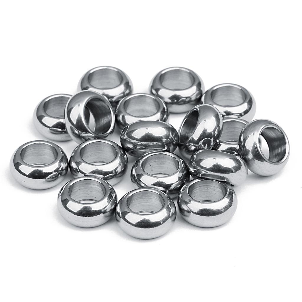 20Pcs High Quality Stainless Steel Beads Multi Sizes Large Holes Loose Beads For DIY Handmade Bracelets Earrings Jewelry Making