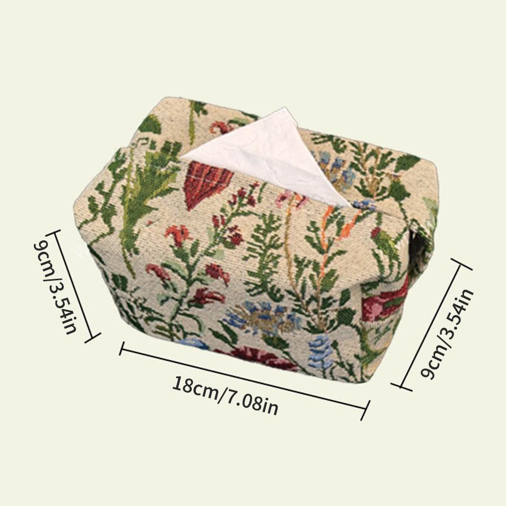 1PC Chinese Style Flower Embroidery Storage Bag Creative Desktop Tissue Holder Fabric Drawer for Home Decoration