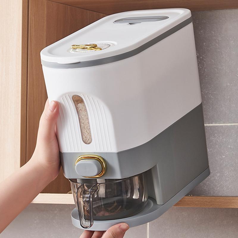 Ведро для риса на кухне 10/15 кг, дозатор риса, защищенный от насекомых и влаги контейнер для хранения бобовых зерен с мерным цилиндром