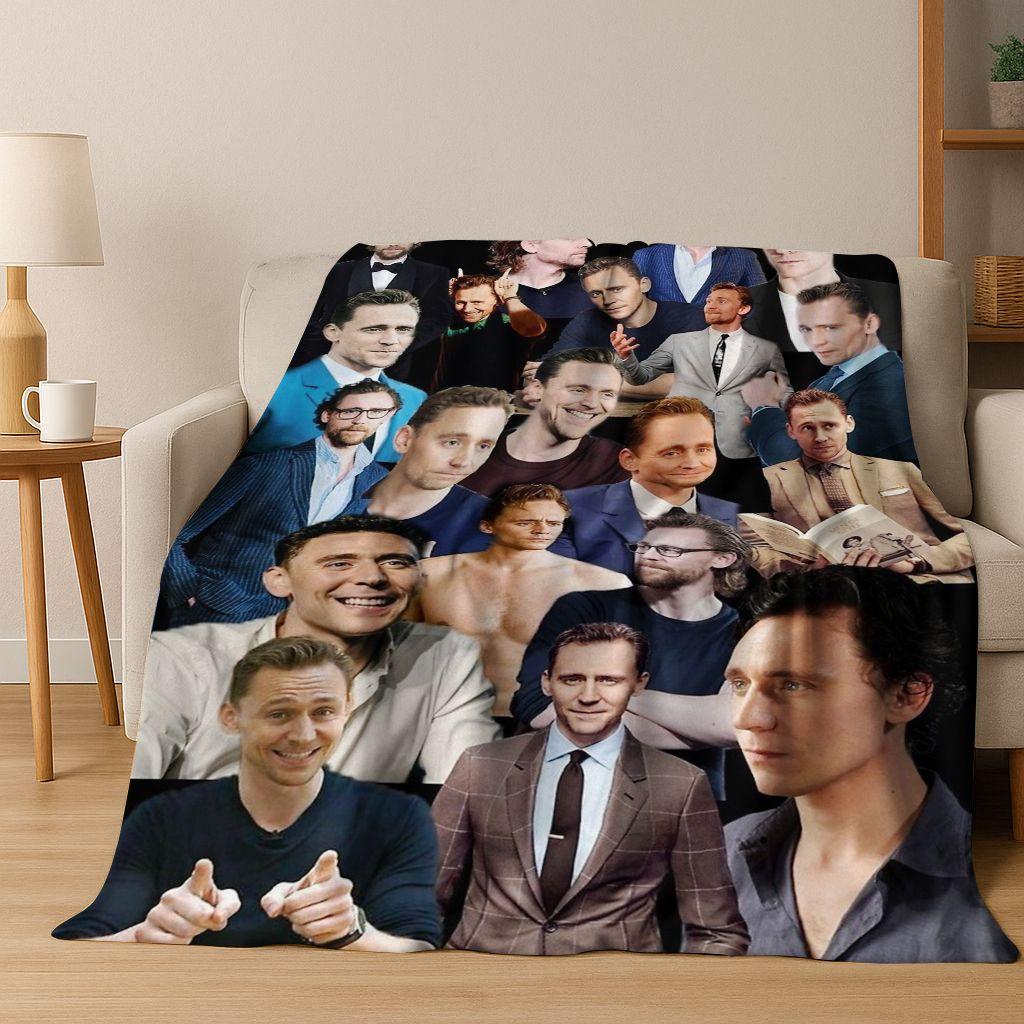 3D Tom Hiddleston Art Actor Star Flannel Blanket,Cozy Soft Throw Blanket for Home Bedroom Bed Sofa Picnic Office Cover Kids Gift