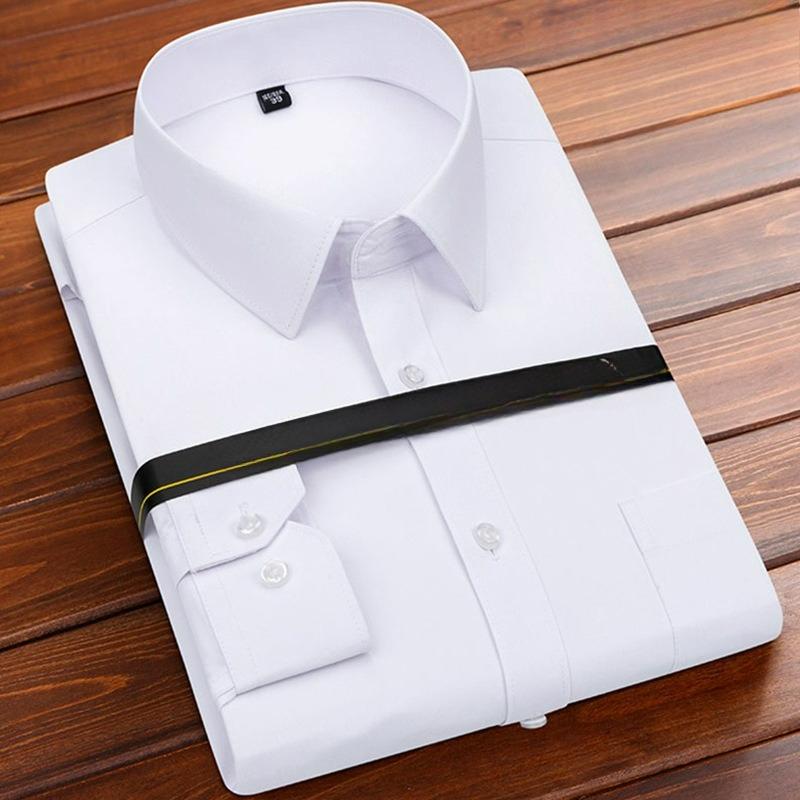 White Shirt Men's Long-sleeved Solid Color Men's Shirt Loose Non-iron Business Black Thin Cotton Shirt