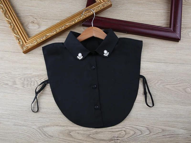Solid Color Shirt Fake Collars for Women Cotton Detachable Collar Lapel Blouse Top Dress False Collar Neckwear Faux Col