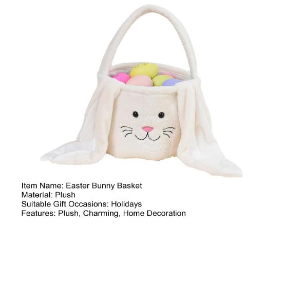 Пасхальная корзина, маленькая меховая корзинка с кроликом и пушистыми ушками, плюшевая мордочка кролика, пасхальное ведро, детский подарочный пакет для угощений для детей, мальчиков и девочек