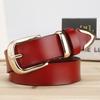 Wide Cowhide Leather Belt With Metal Buckle For Trendy Womens Street Fashion