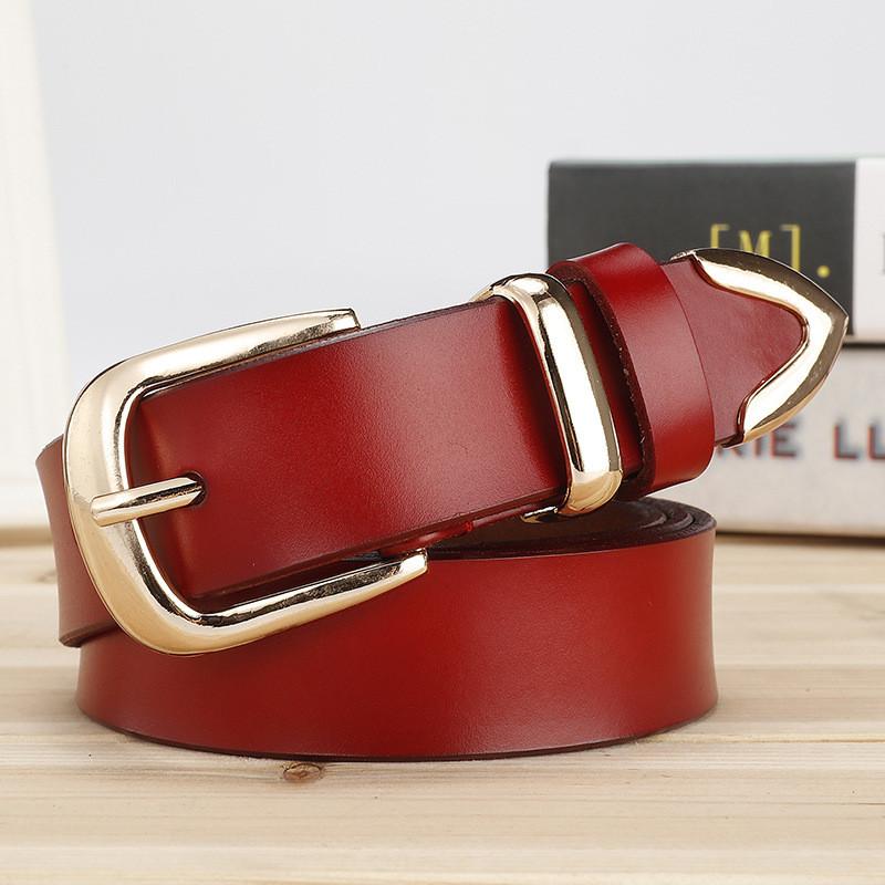 Wide Cowhide Leather Belt With Metal Buckle For Trendy Womens Street Fashion