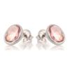 [R5590] - Silver 'Meghan' Rose Quartz Silver Earrings (rhodium) - 10x8mm