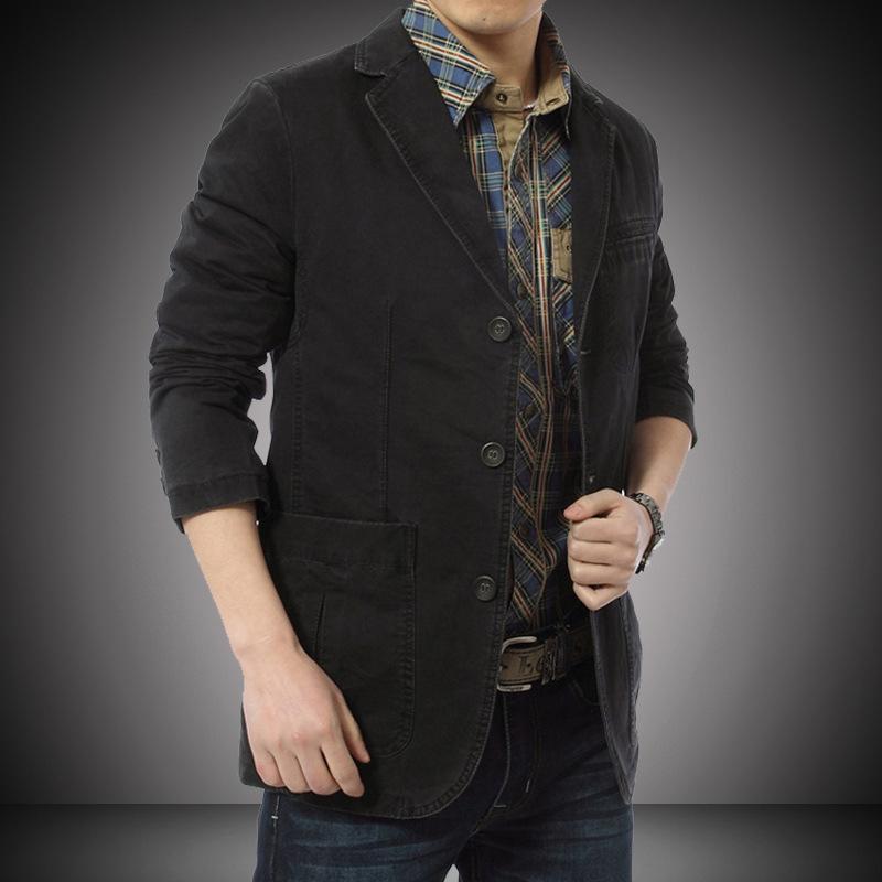 Spring and Autumn Men's Suit Cotton Casual Suit Large Size Small Blazer Tooling Jacket Thin