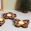 Wood Candle Holder Candlestick With Exquisite Flower And Butterfly Pattern For Living Room