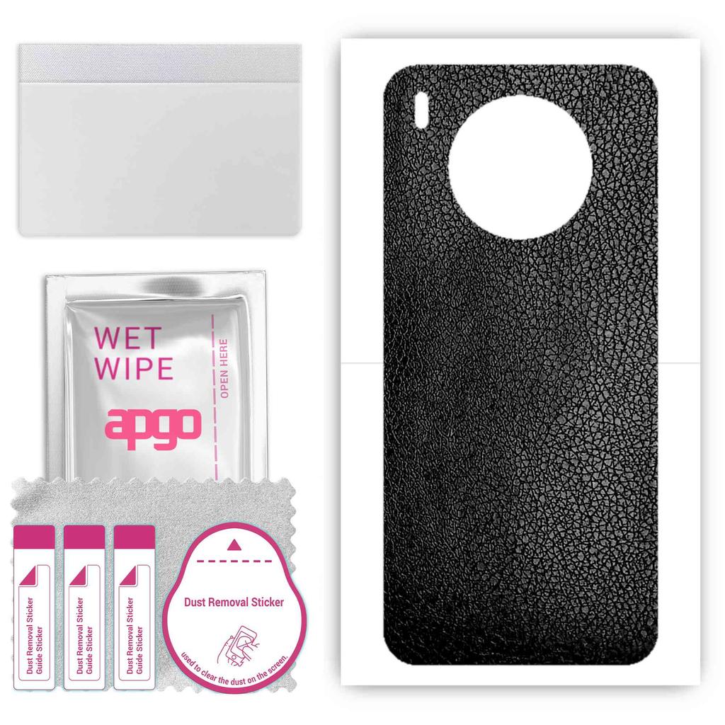 apgo Protective Skin Sticker for the Back Compatible with Huawei Nova 8i, Wrap Film, Foil, Vinyl - Pattern Black Leather