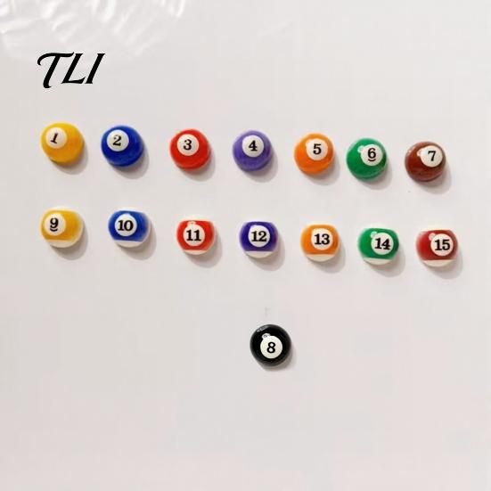 Decorative Fridge Magnet 15Pcs/Set Mini Billiard Ball Magnet, 3D Pool Memo Resin Note Photo Holder, for Whiteboard Locker Refrigerator Door