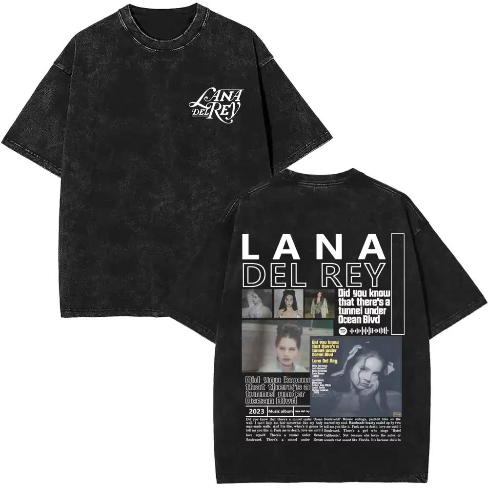 Washed Vintage Lana Del Rey Merch Tshirts Men Women Casual Oversized Short Sleeve Tshirt Male Fashion Retro T Shirt Streetwear