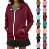 Women's Hoodie, Solid Color Long Sleeved Loose Hooded Sports Jacket