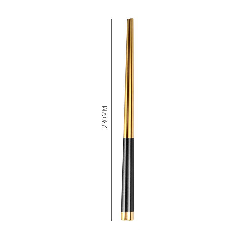 23cm Long Stainless Steel Chinese Chopsticks Reusable Tableware Non-Slip Noodles Sushi Food Chopsticks Sticks Kitchen Tools