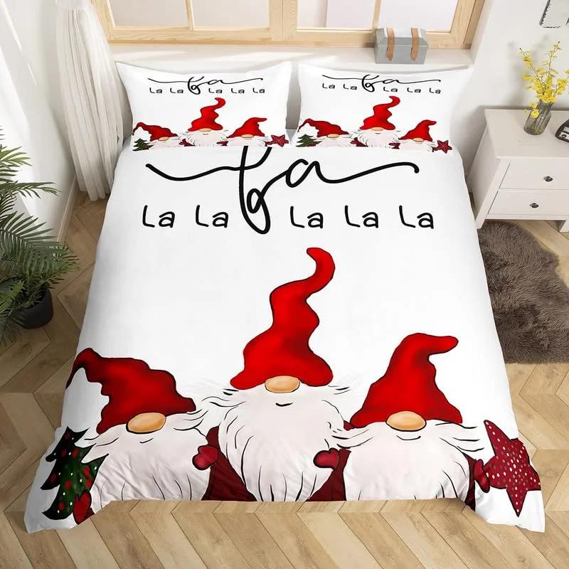 Spring Flower Gnomes Duvet Cover Romantic Rose Floral Bedding Set Microfiber Lovely Christmas Dwarf Quilt Cover Twin King Size