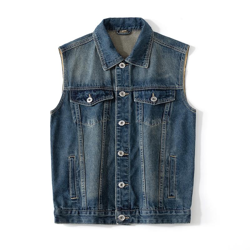 Новая рабочая джинсовая куртка мужская весенне-осенняя американская ретро свободного кроя весенняя джинсовая куртка-жилет