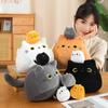 Нетоксичные Кавайные Плюшевые Игрушки Черный Кот Мама и Котёнок Набитые Мягкие Круглые Животные Подушка-Кот Подушка для Сна Креативный Подарок на День Рождения