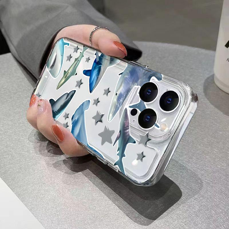 Прозрачный чехол для телефона с этикеткой Морской Акулы для iPhone 17 16 Чехлы iPhone 15 Pro Max 14 Plus 13 12 11 XS X 7 8 16E Ударопрочный Мягкий Чехол